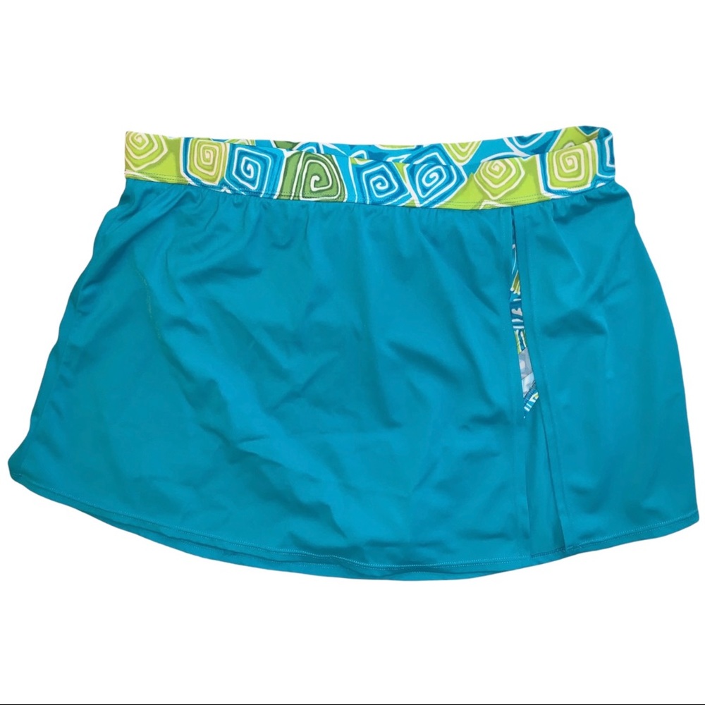Amoena Teal Blue & Green Slit Swim Skirt